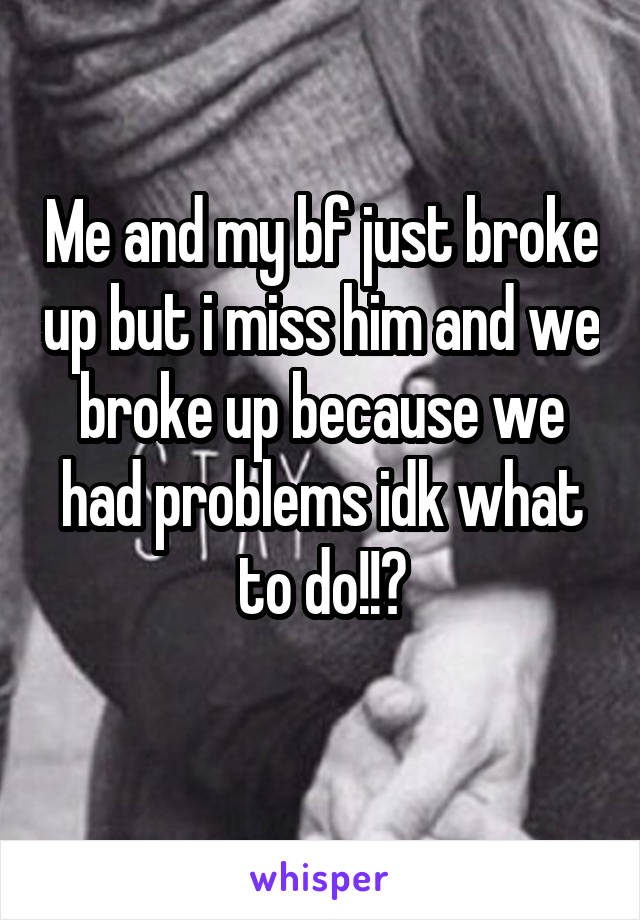 Me and my bf just broke up but i miss him and we broke up because we had problems idk what to do!!?
