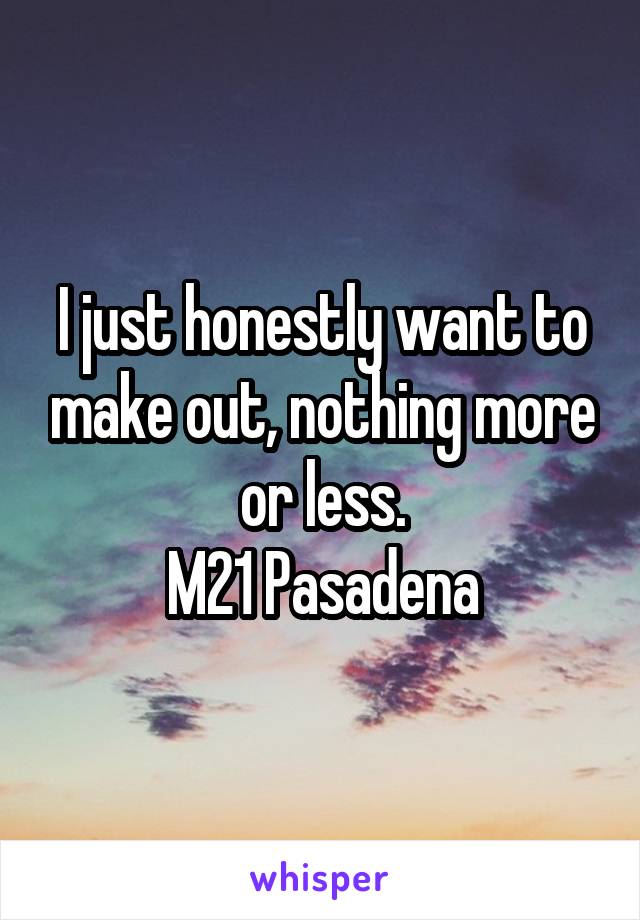 I just honestly want to make out, nothing more or less.
M21 Pasadena