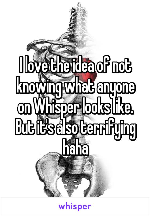 I love the idea of not knowing what anyone on Whisper looks like. But it's also terrifying haha