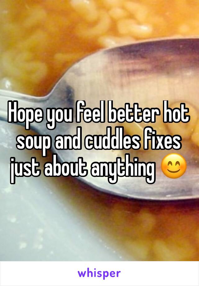 Hope you feel better hot soup and cuddles fixes just about anything 😊