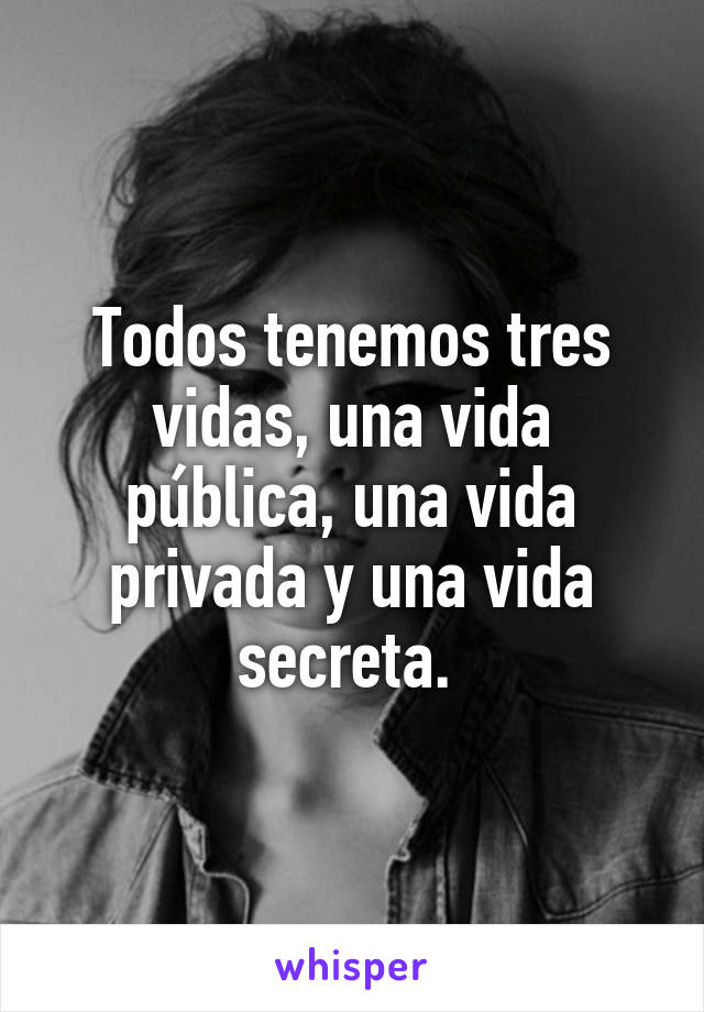 Todos tenemos tres vidas, una vida pública, una vida privada y una vida secreta. 