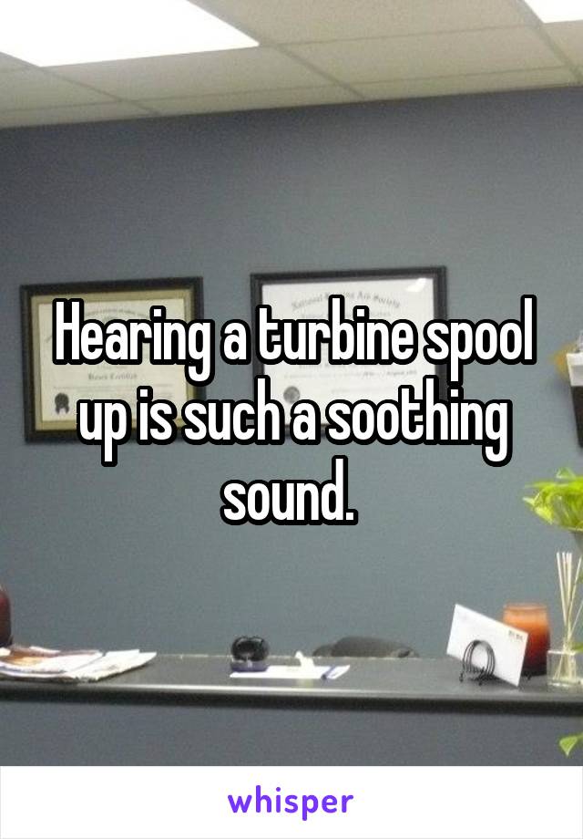 Hearing a turbine spool up is such a soothing sound. 