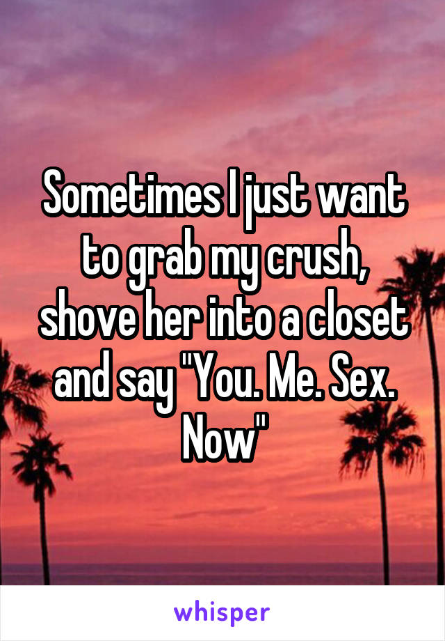 Sometimes I just want to grab my crush, shove her into a closet and say "You. Me. Sex. Now"