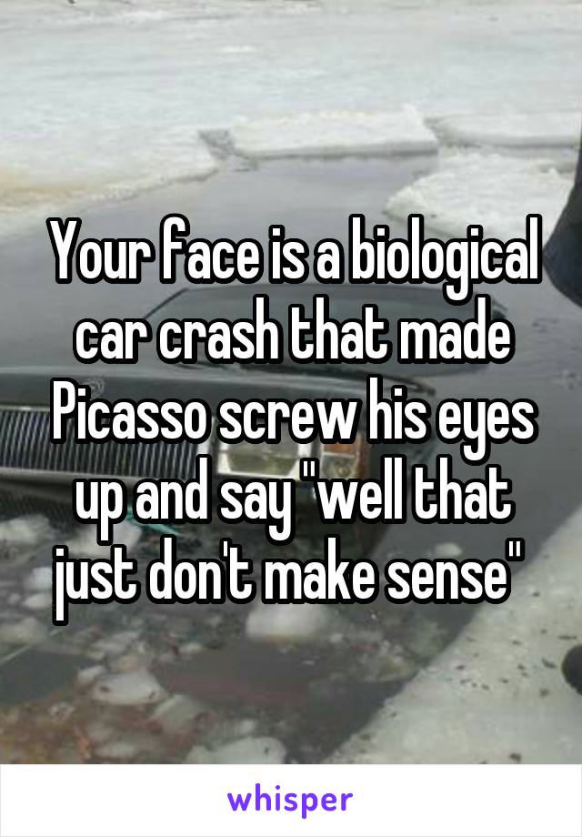 Your face is a biological car crash that made Picasso screw his eyes up and say "well that just don't make sense" 