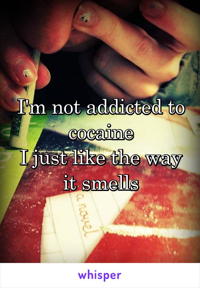 I'm not addicted to cocaine
I just like the way it smells