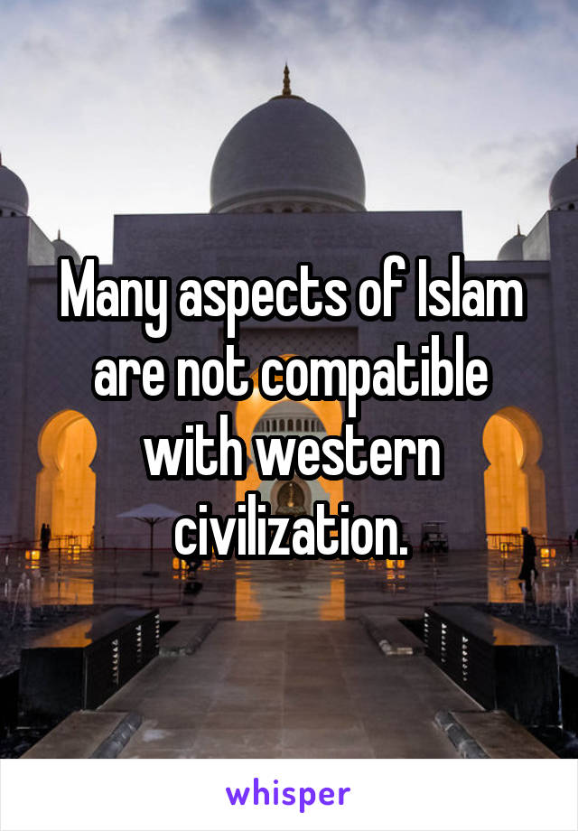 Many aspects of Islam are not compatible with western civilization.