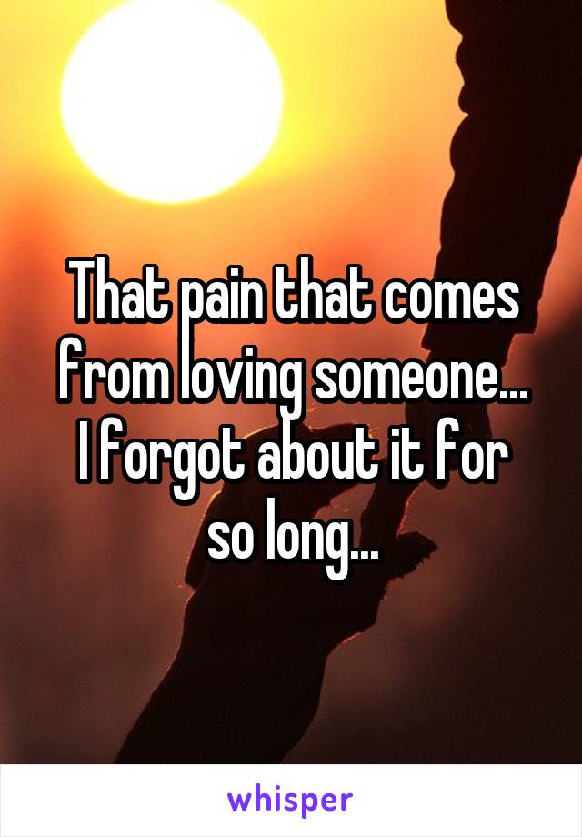 That pain that comes from loving someone...
I forgot about it for so long...