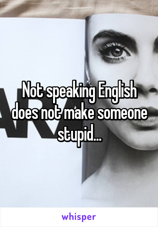 Not speaking English does not make someone stupid...