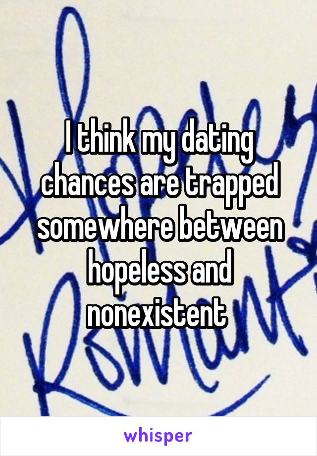 I think my dating chances are trapped somewhere between hopeless and nonexistent 