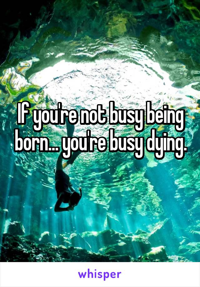 If you're not busy being born... you're busy dying. 