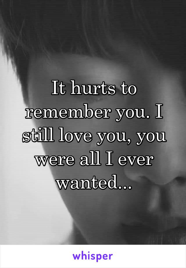 It hurts to remember you. I still love you, you were all I ever wanted...