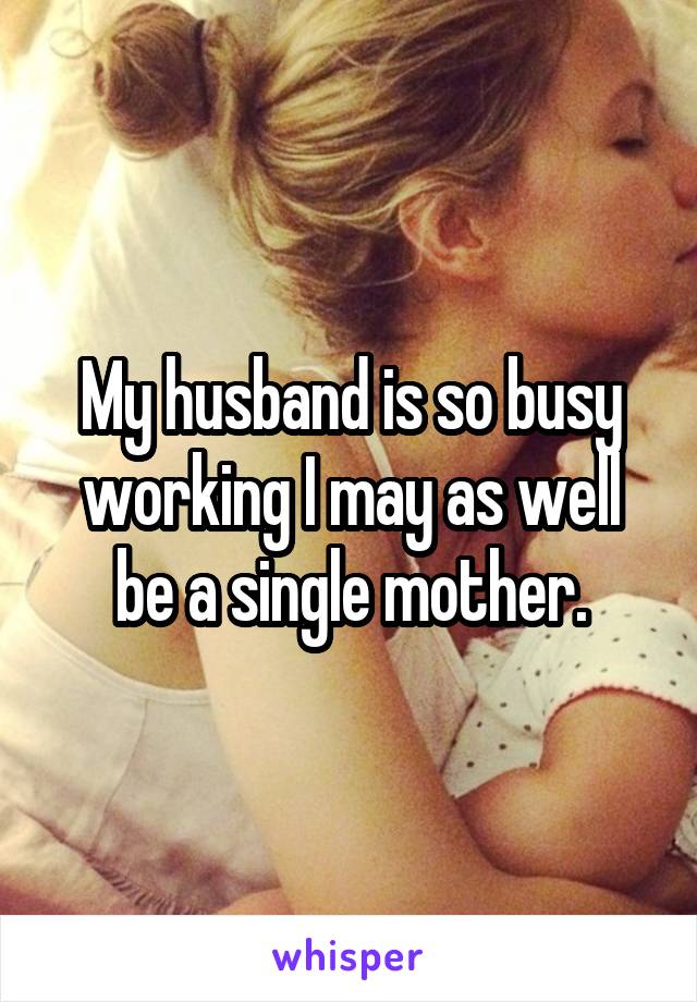 My husband is so busy working I may as well be a single mother.