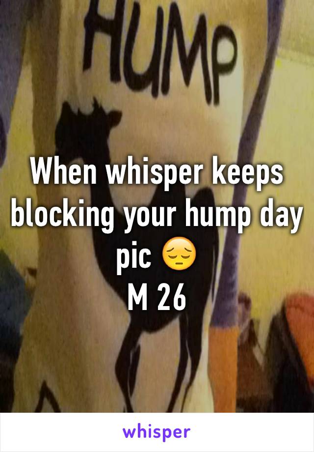 When whisper keeps blocking your hump day pic 😔
M 26