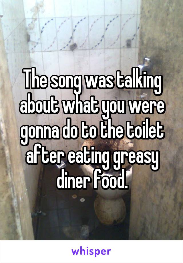 The song was talking about what you were gonna do to the toilet after eating greasy diner food.