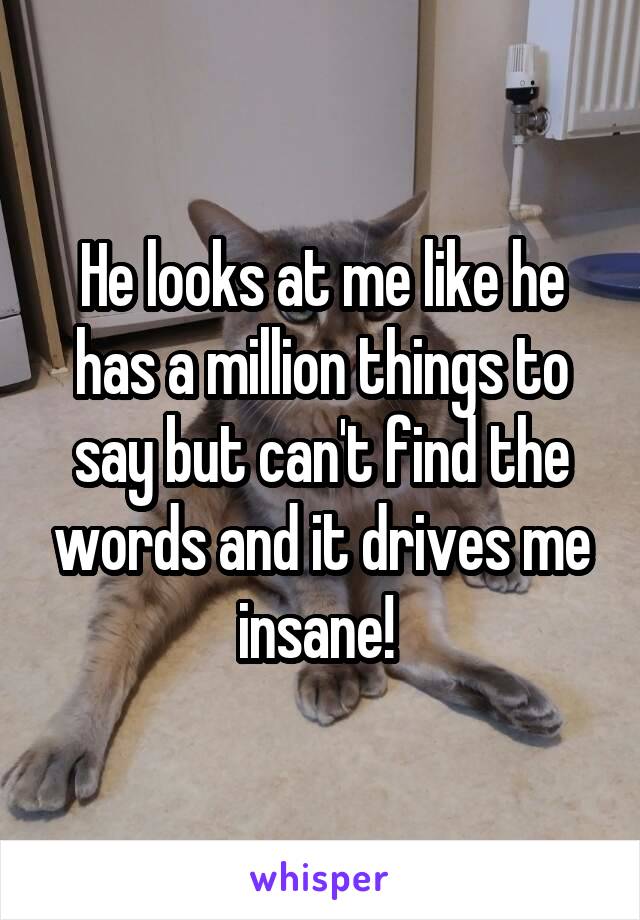 He looks at me like he has a million things to say but can't find the words and it drives me insane! 