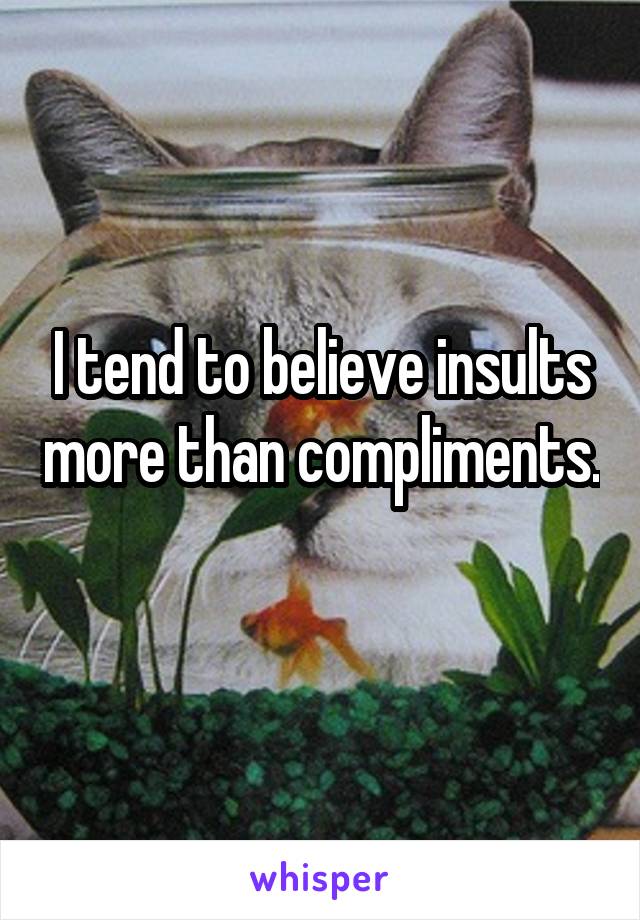 I tend to believe insults more than compliments. 