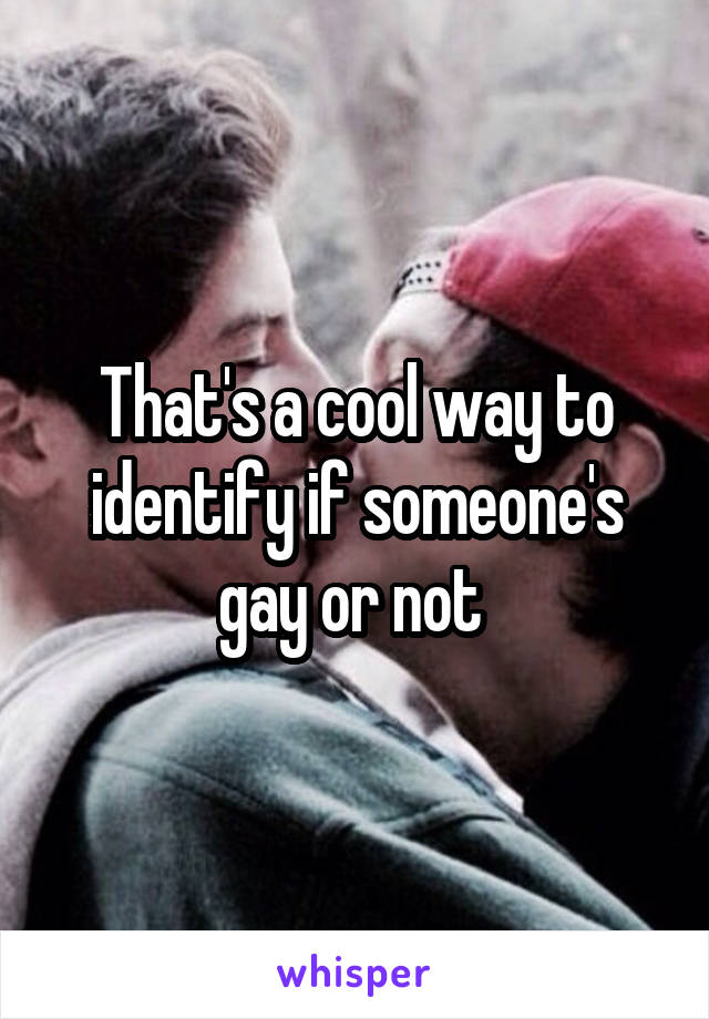 That's a cool way to identify if someone's gay or not 