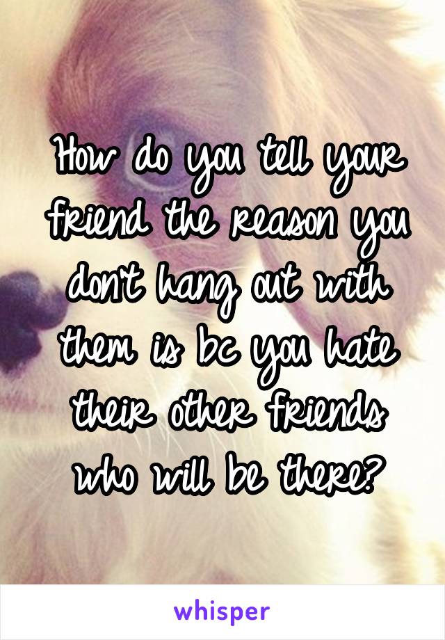 How do you tell your friend the reason you don't hang out with them is bc you hate their other friends who will be there?