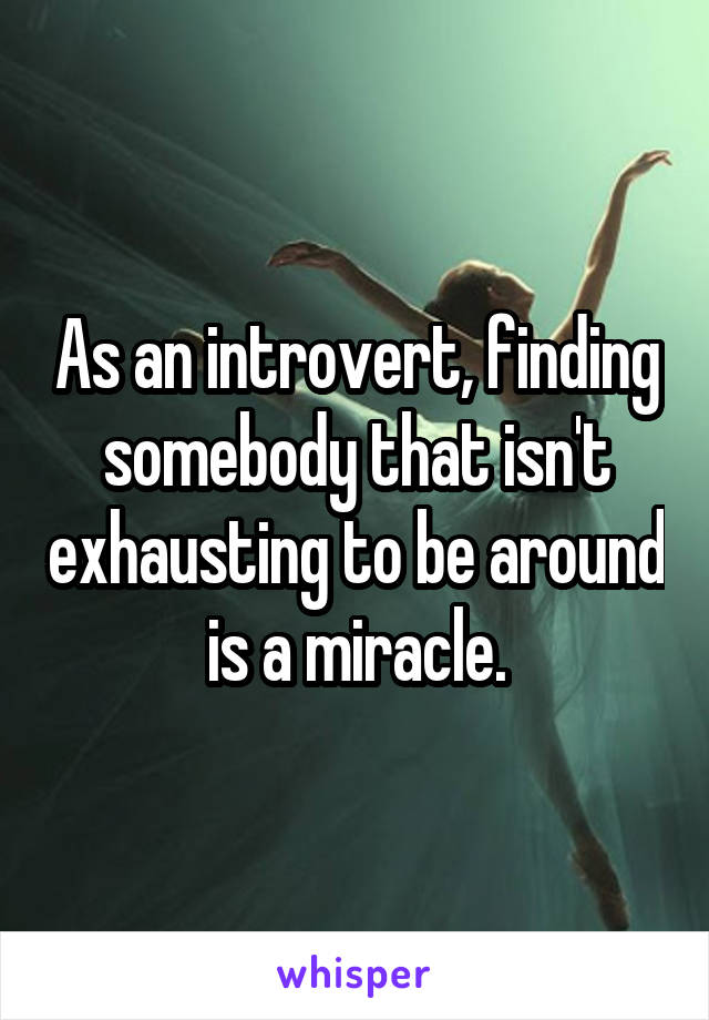 As an introvert, finding somebody that isn't exhausting to be around is a miracle.