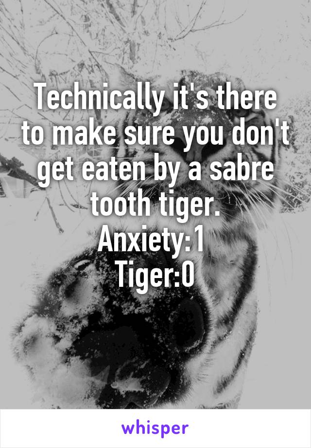 Technically it's there to make sure you don't get eaten by a sabre tooth tiger.
Anxiety:1 
Tiger:0

