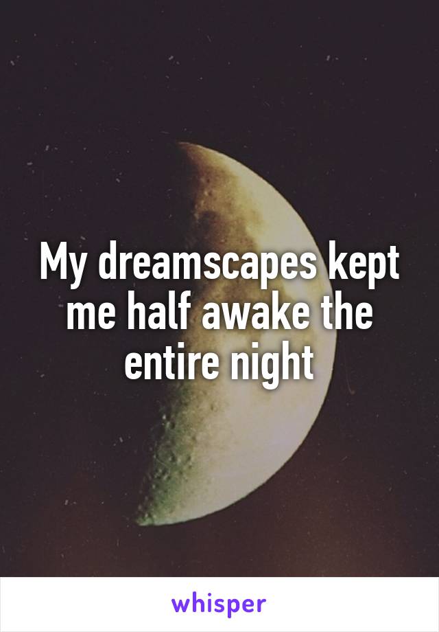 My dreamscapes kept me half awake the entire night