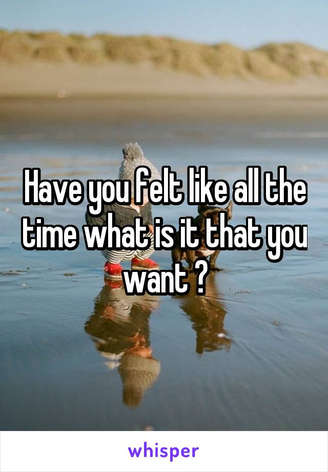 Have you felt like all the time what is it that you want ?