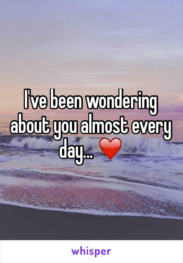 I've been wondering about you almost every day... ❤️