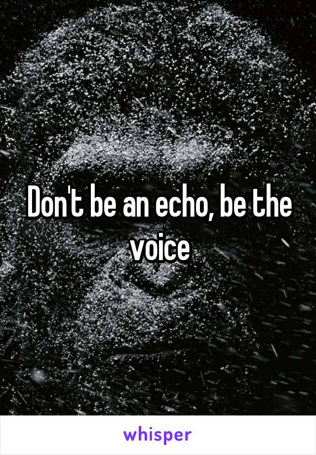 Don't be an echo, be the voice