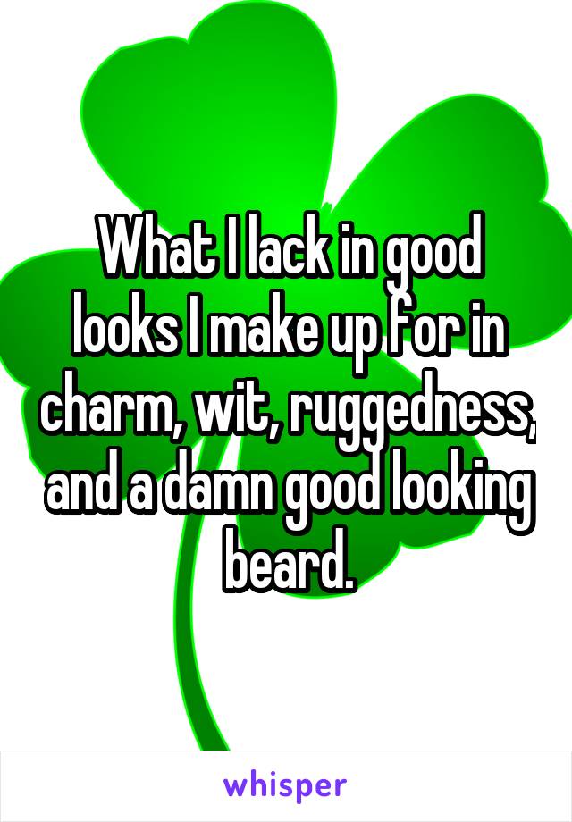 What I lack in good looks I make up for in charm, wit, ruggedness, and a damn good looking beard.