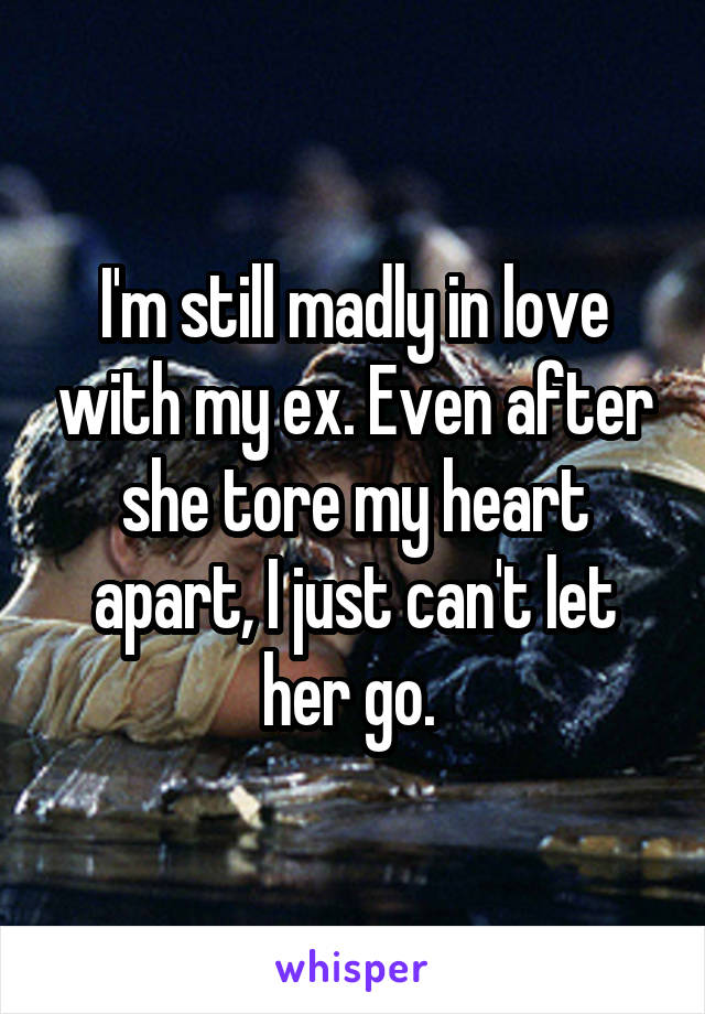 I'm still madly in love with my ex. Even after she tore my heart apart, I just can't let her go. 