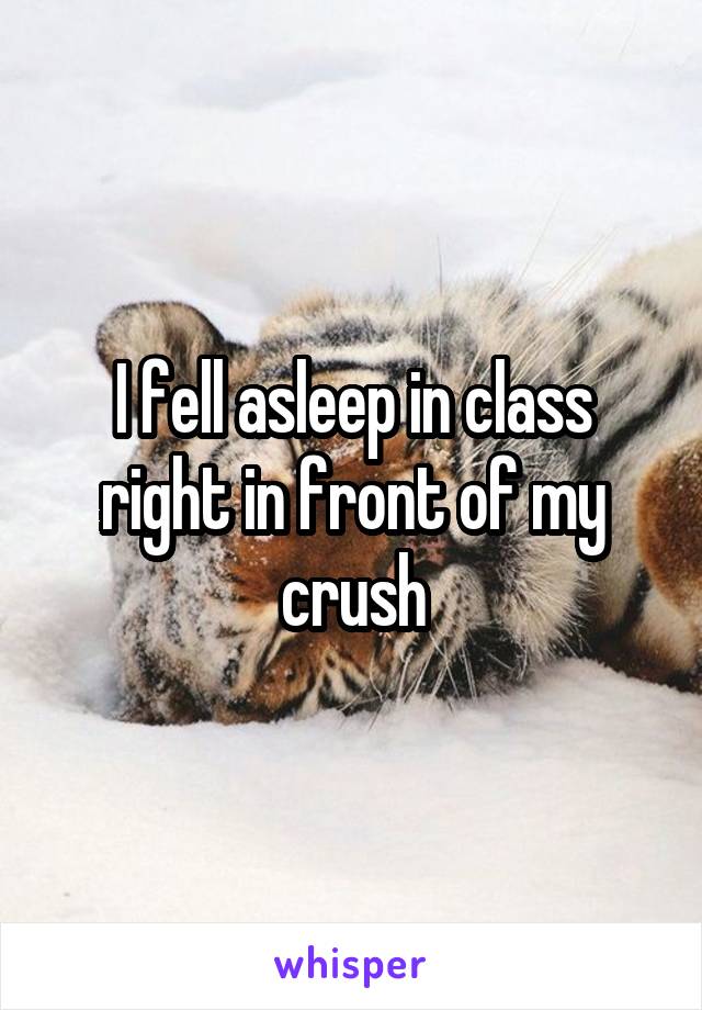 I fell asleep in class right in front of my crush