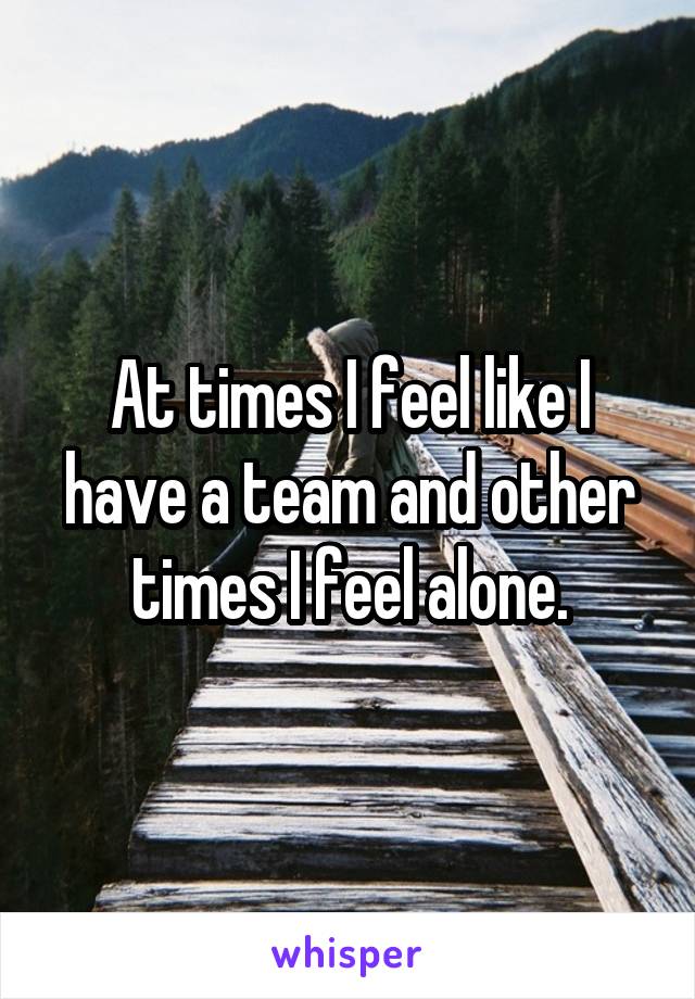 At times I feel like I have a team and other times I feel alone.