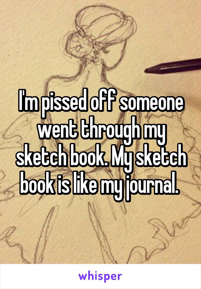 I'm pissed off someone went through my sketch book. My sketch book is like my journal. 