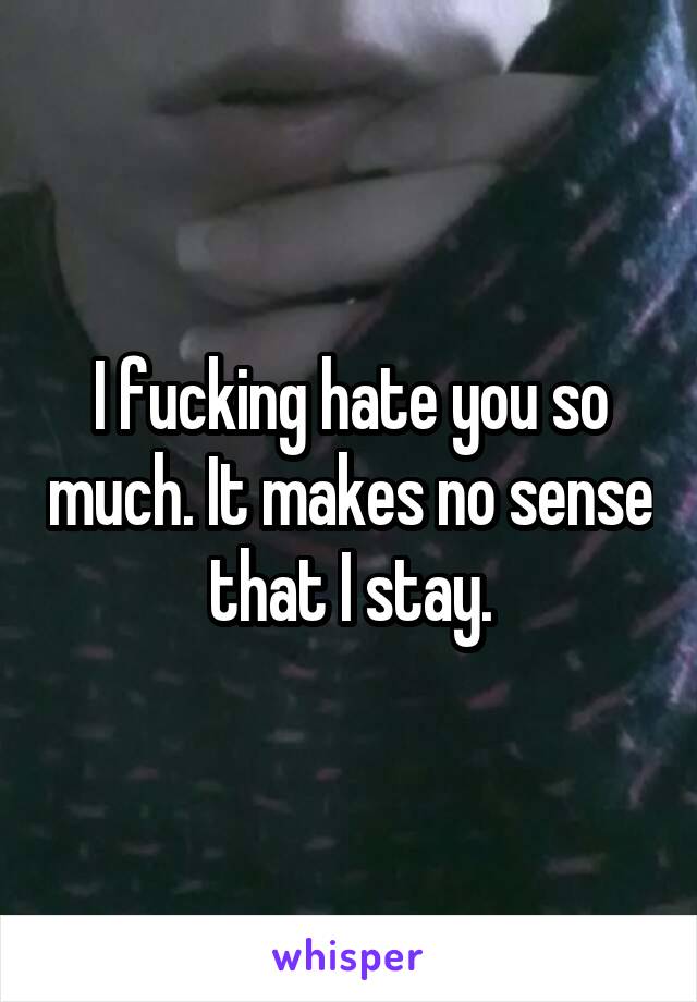 I fucking hate you so much. It makes no sense that I stay.