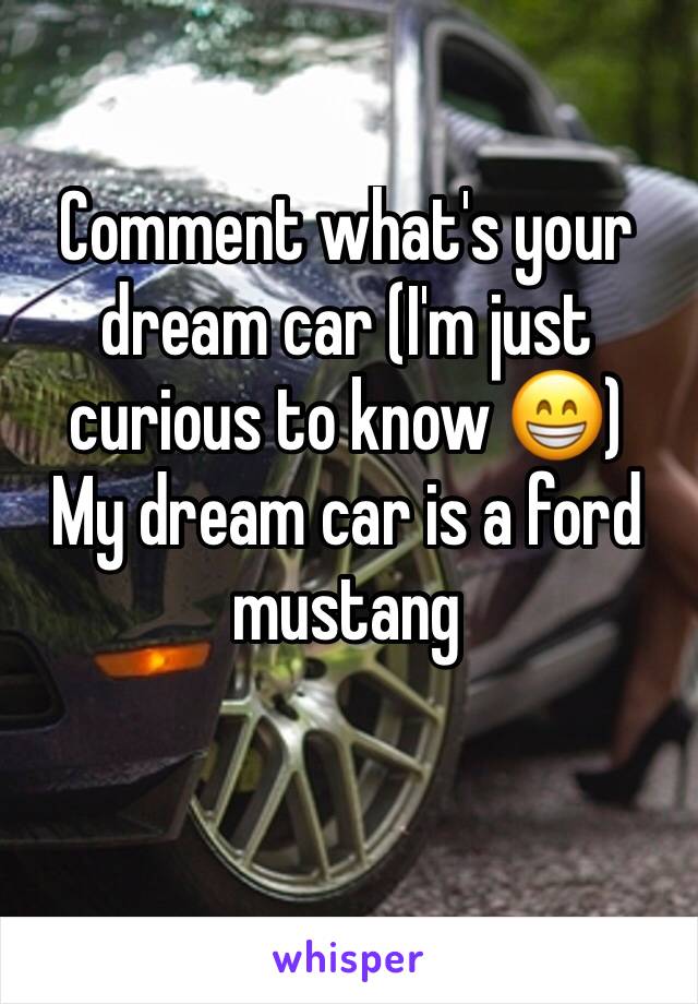 Comment what's your dream car (I'm just curious to know 😁)
My dream car is a ford mustang