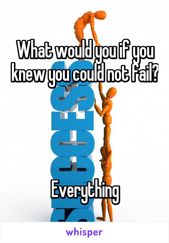 What would you if you knew you could not fail? 



Everything