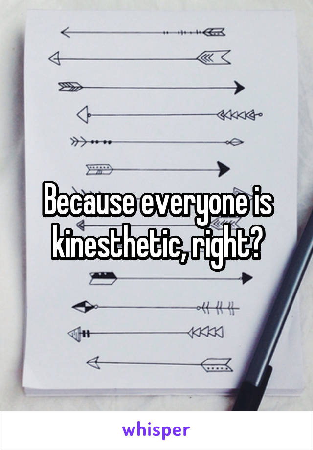 Because everyone is kinesthetic, right?