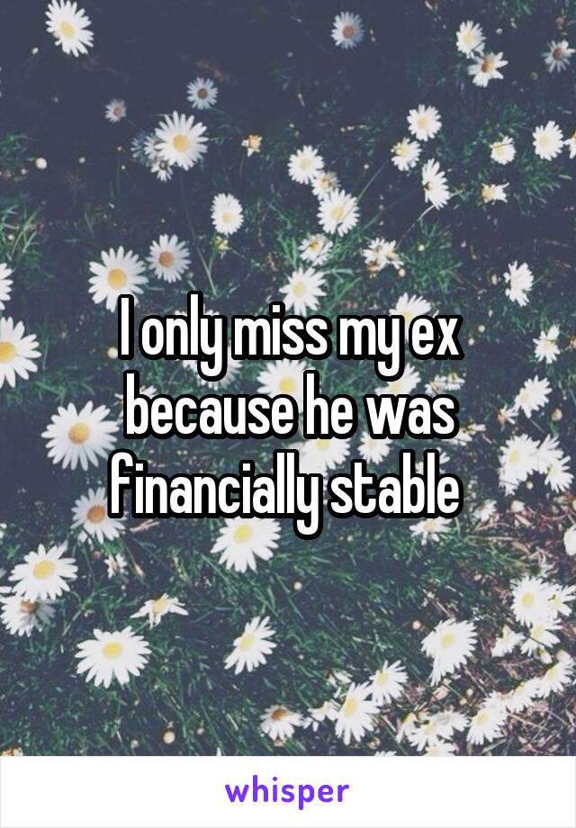 I only miss my ex because he was financially stable 