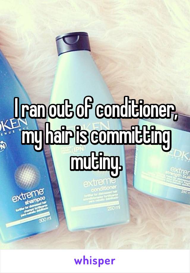 I ran out of conditioner, my hair is committing mutiny.