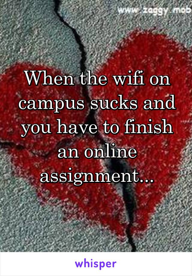 When the wifi on campus sucks and you have to finish an online assignment...
