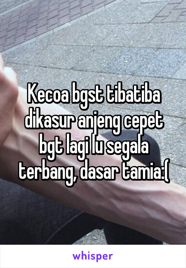 Kecoa bgst tibatiba dikasur anjeng cepet bgt lagi lu segala terbang, dasar tamia:(