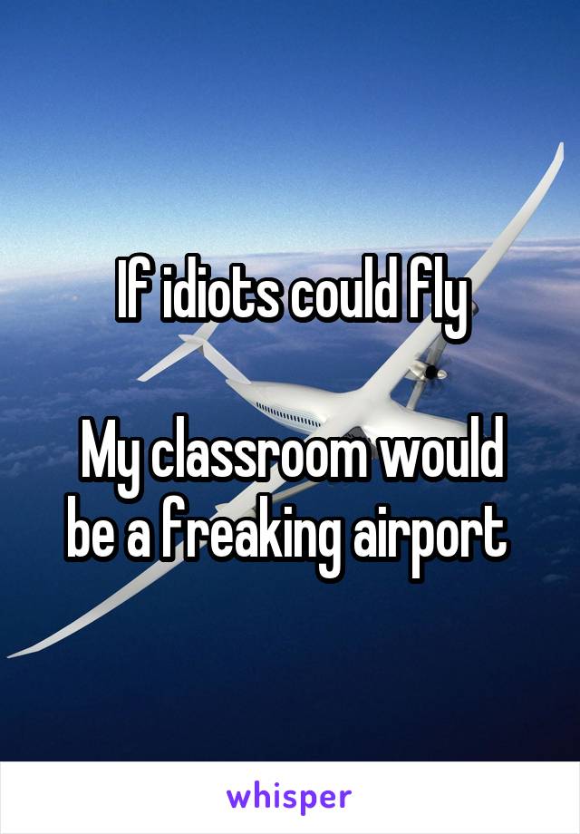 If idiots could fly

My classroom would be a freaking airport 