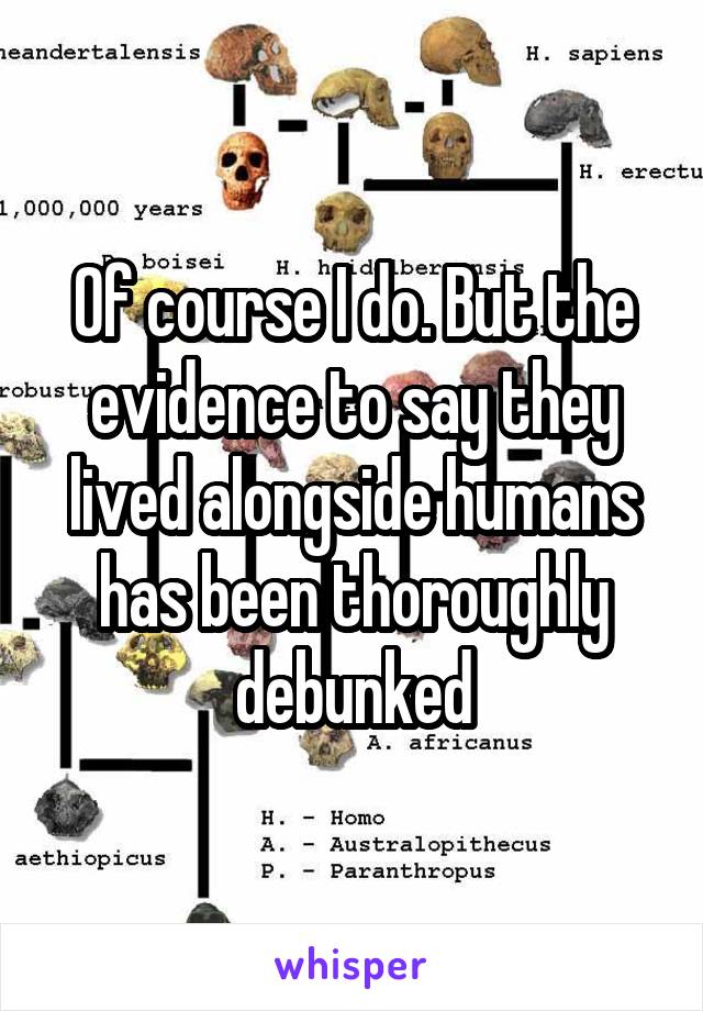 Of course I do. But the evidence to say they lived alongside humans has been thoroughly debunked