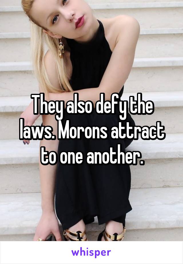 They also defy the laws. Morons attract to one another.