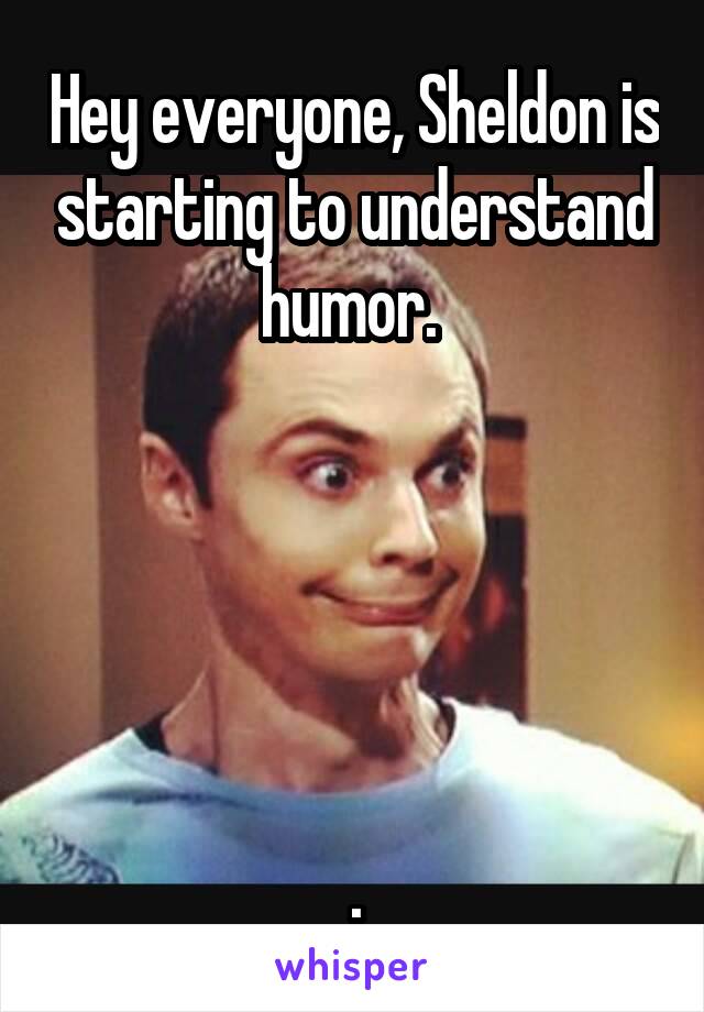 Hey everyone, Sheldon is starting to understand humor. 





.