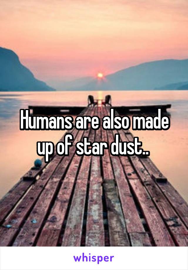 Humans are also made up of star dust.. 