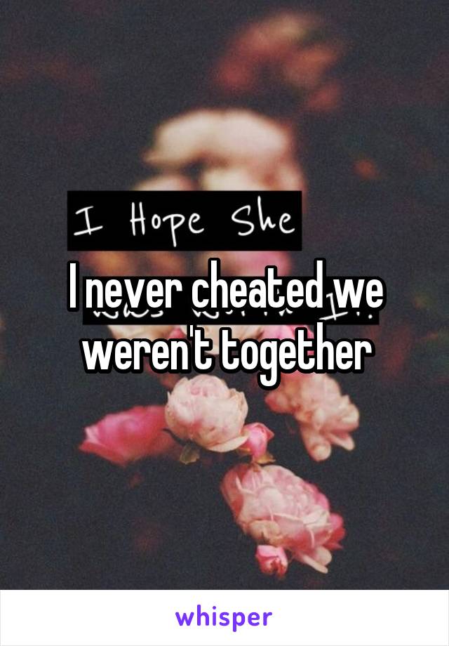 I never cheated we weren't together