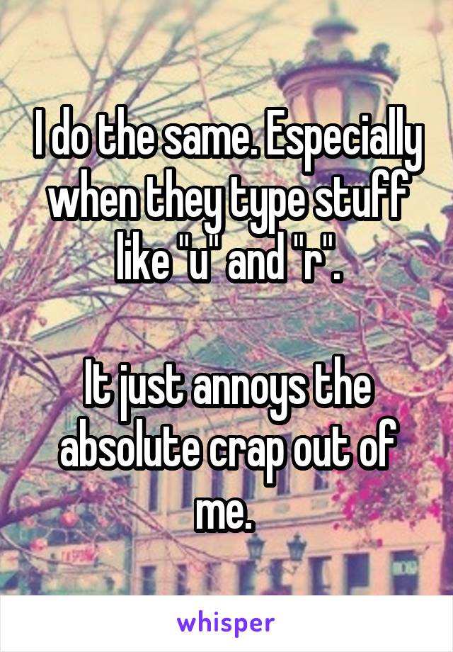 I do the same. Especially when they type stuff like "u" and "r".

It just annoys the absolute crap out of me. 