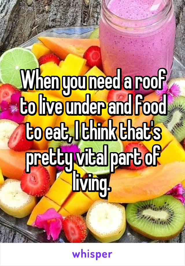 When you need a roof to live under and food to eat, I think that's pretty vital part of living. 