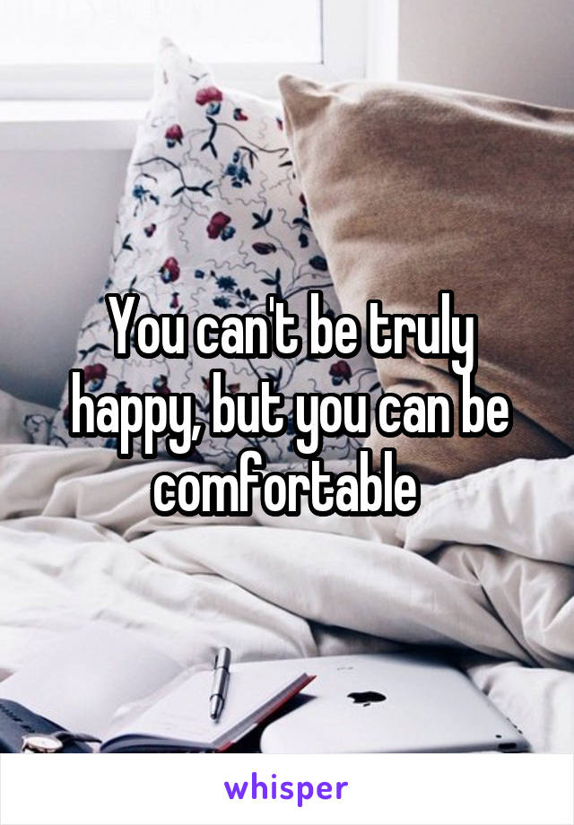 You can't be truly happy, but you can be comfortable 